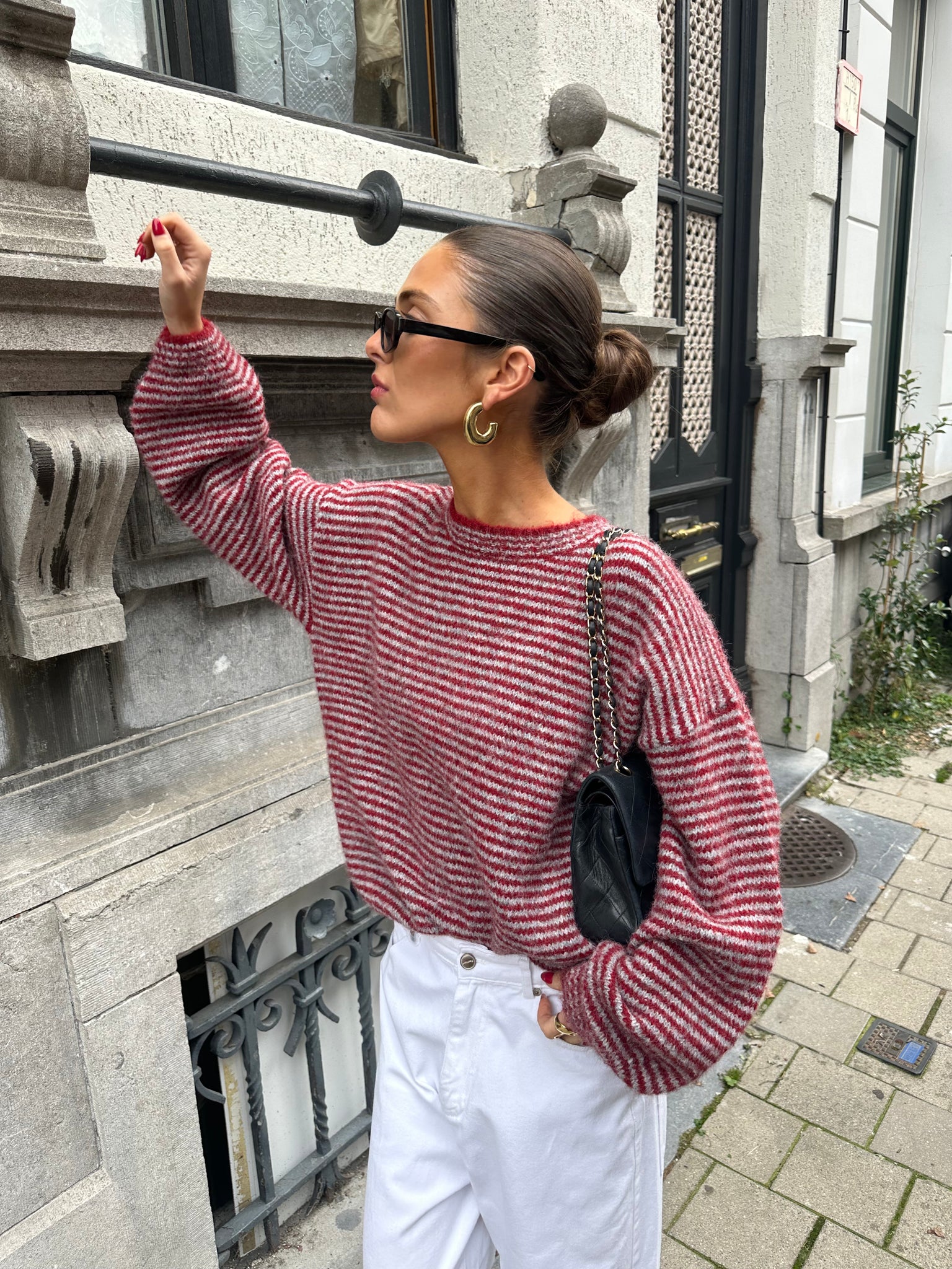 Michie striped knit burundy