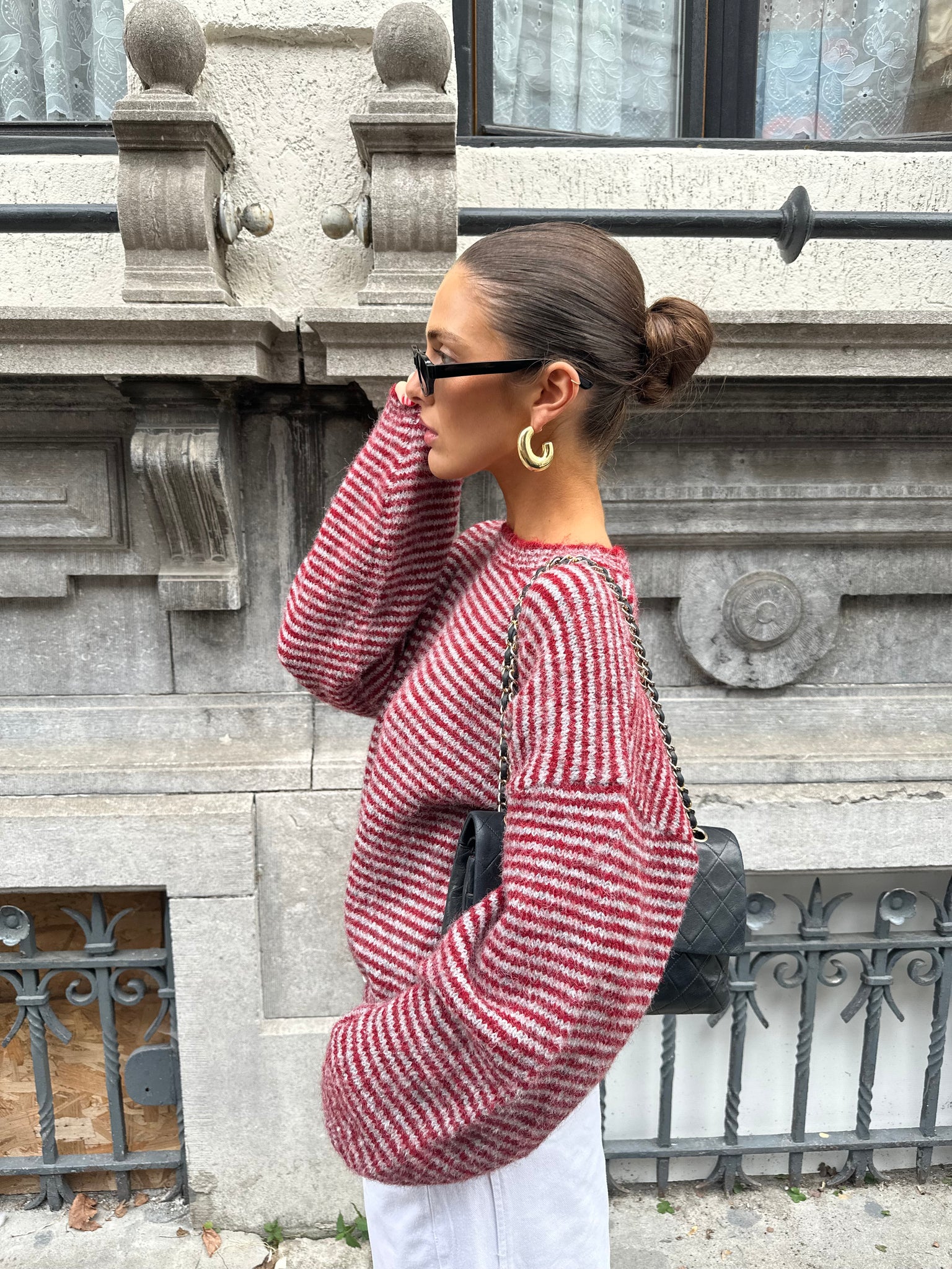Michie striped knit burundy