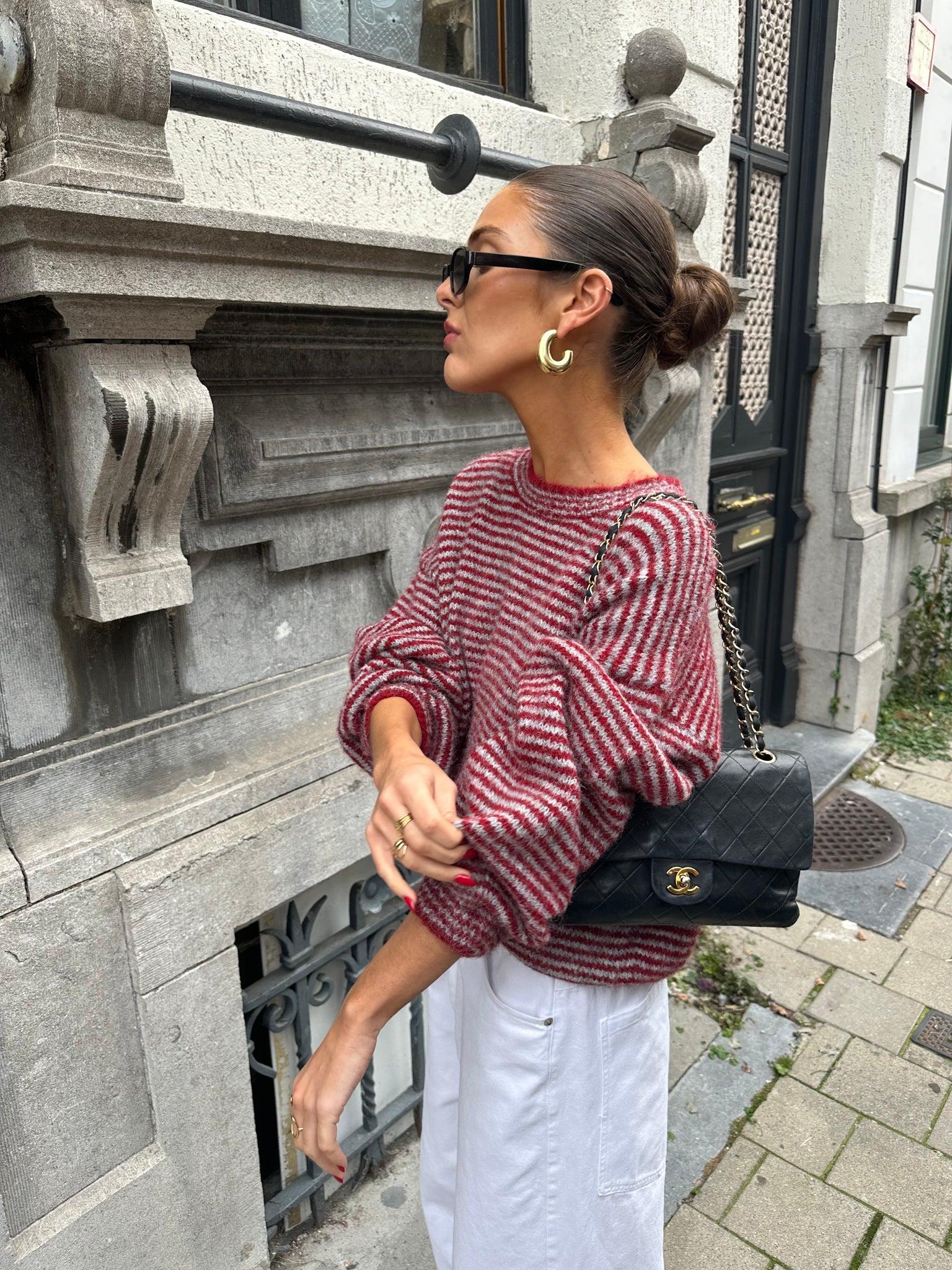 Michie striped knit burundy