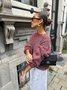 Michie striped knit burundy