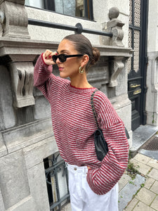 Michie striped knit burundy