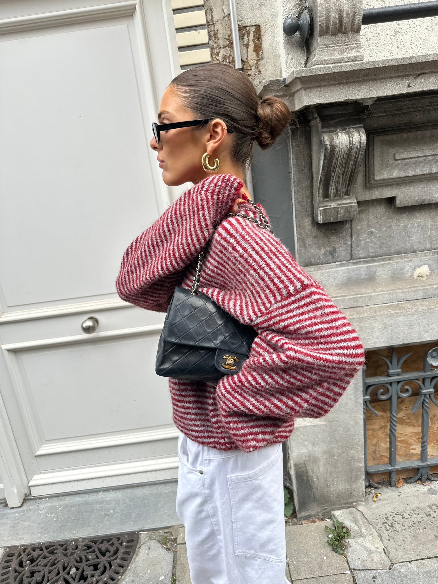 Michie striped knit burundy