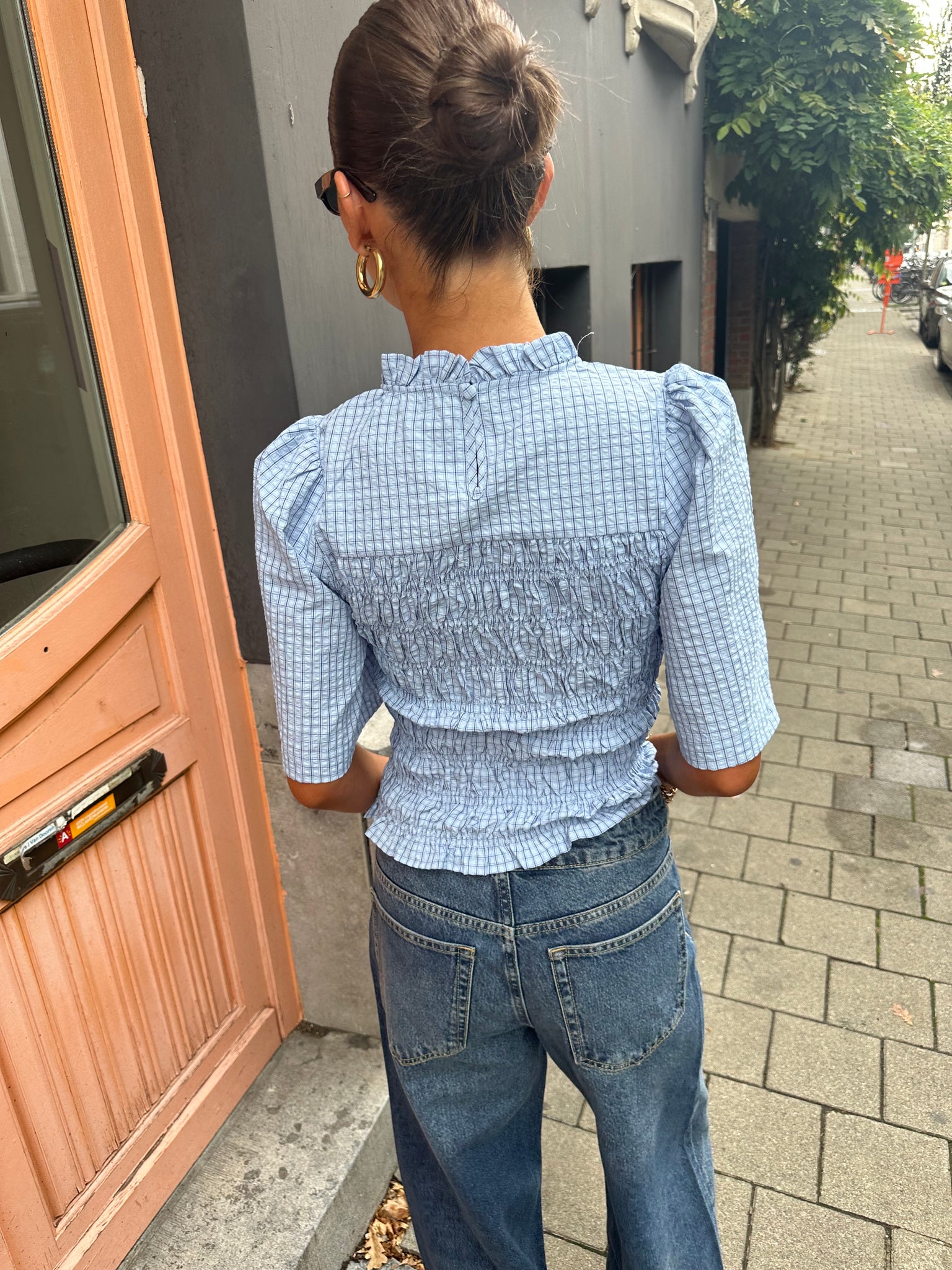 Possini check top blue