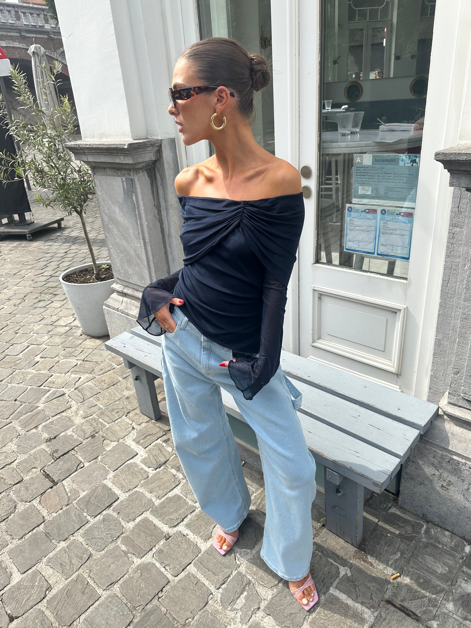 Addie mesh top navy