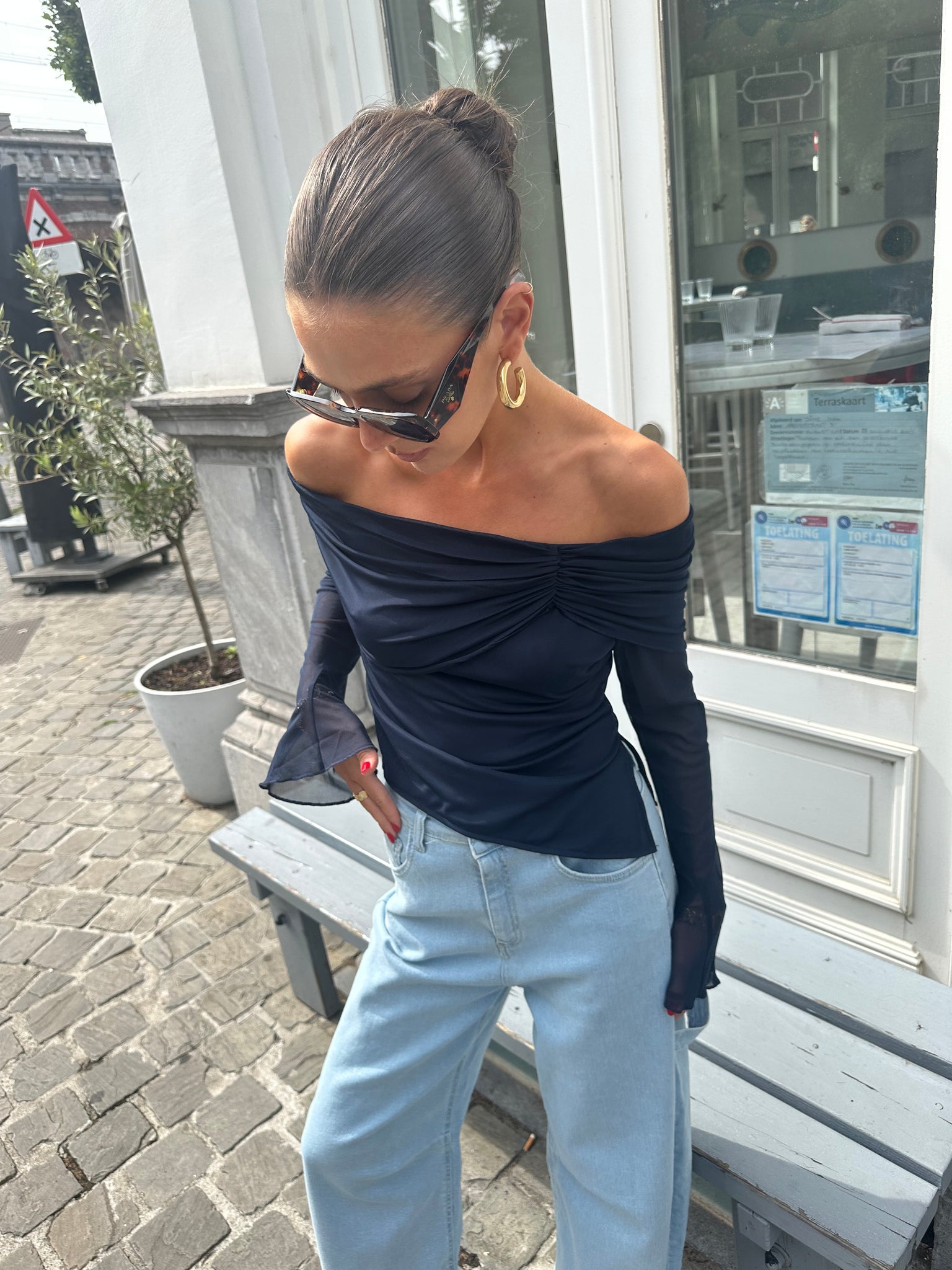 Addie mesh top navy