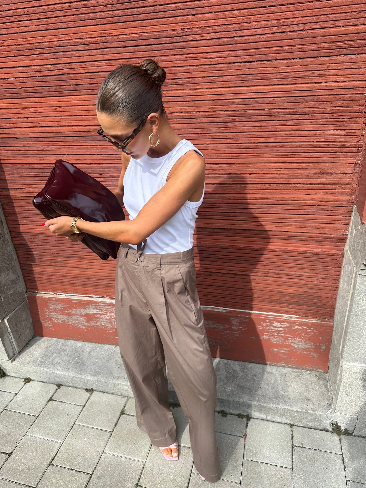Malba poplin pants brown