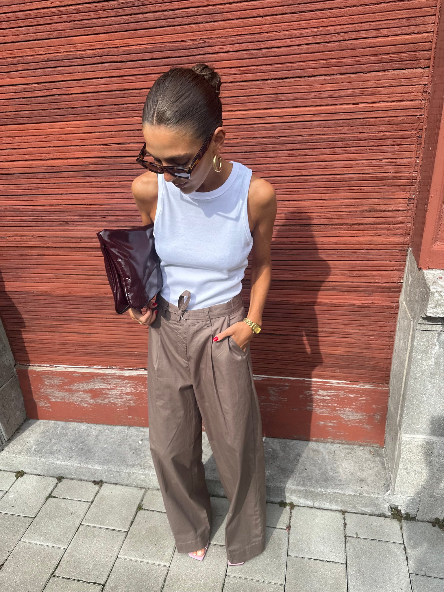Malba poplin pants brown