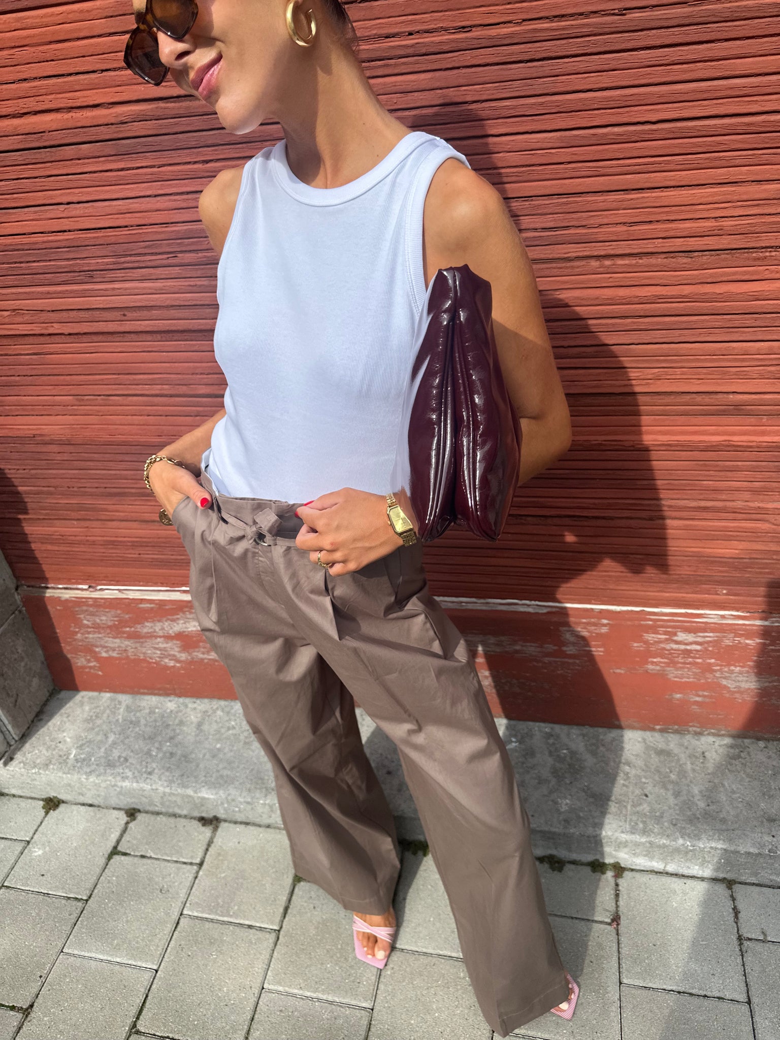 Malba poplin pants brown