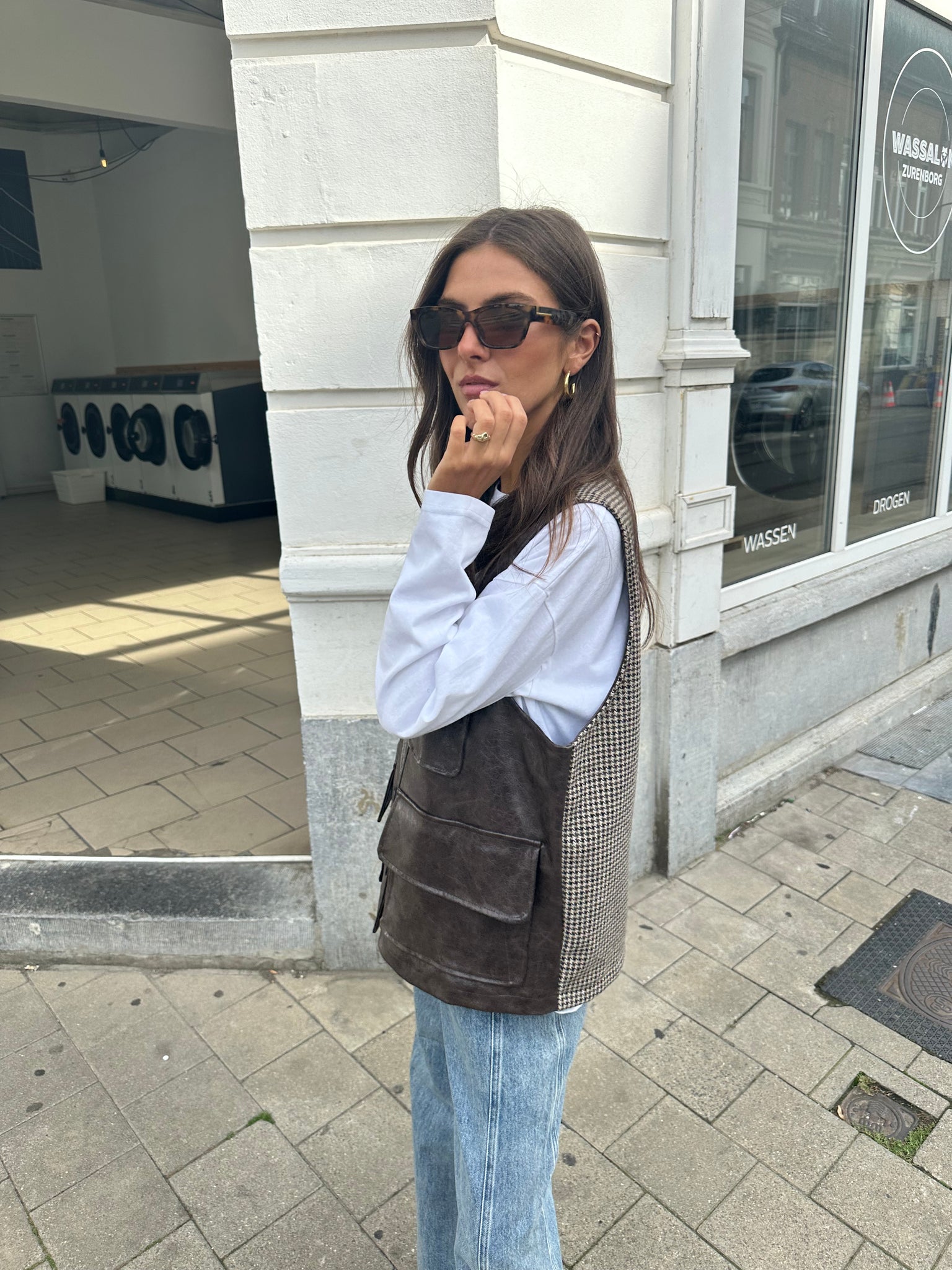Faux leather vest