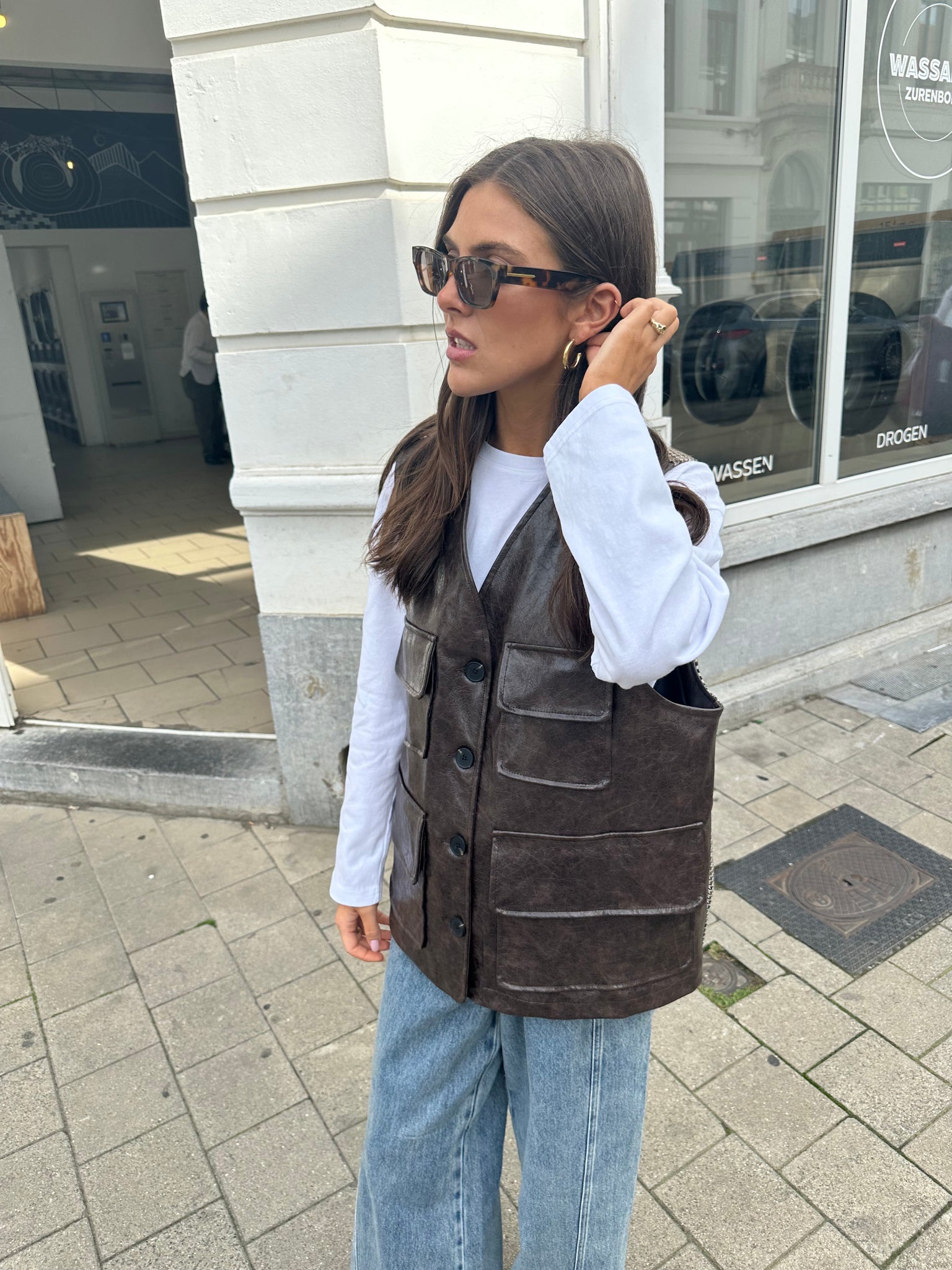 Faux leather vest