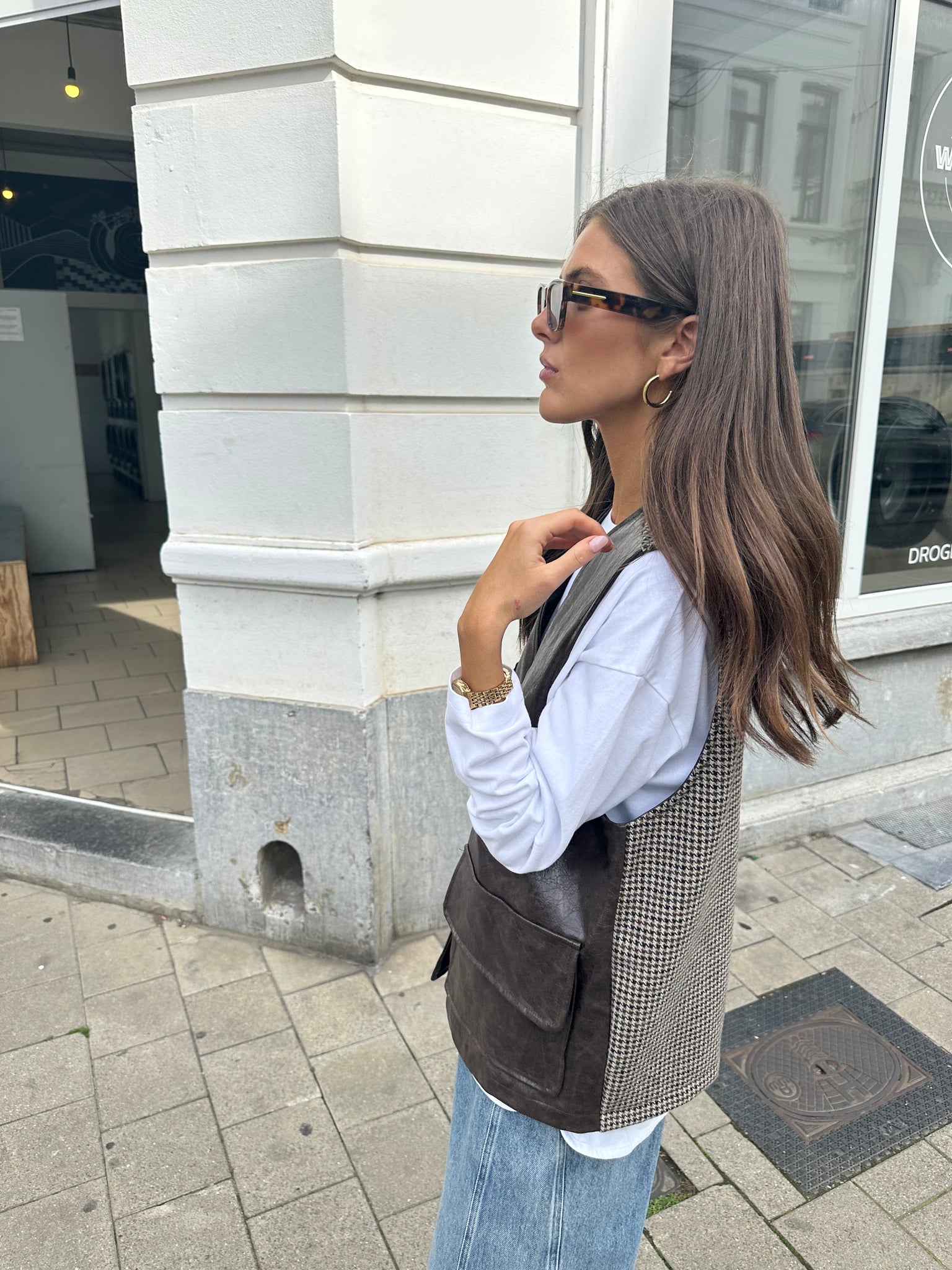 Faux leather vest
