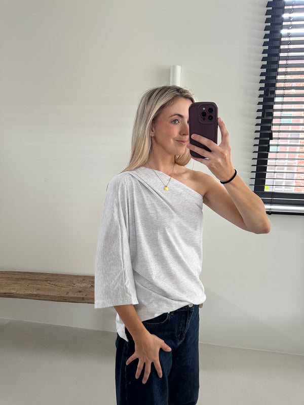 Grey one shoulder tee