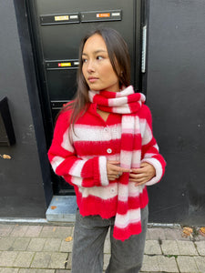 Striped cardigan with scarf