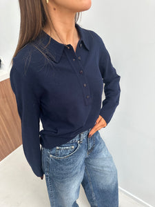 Genea knit polo blouse